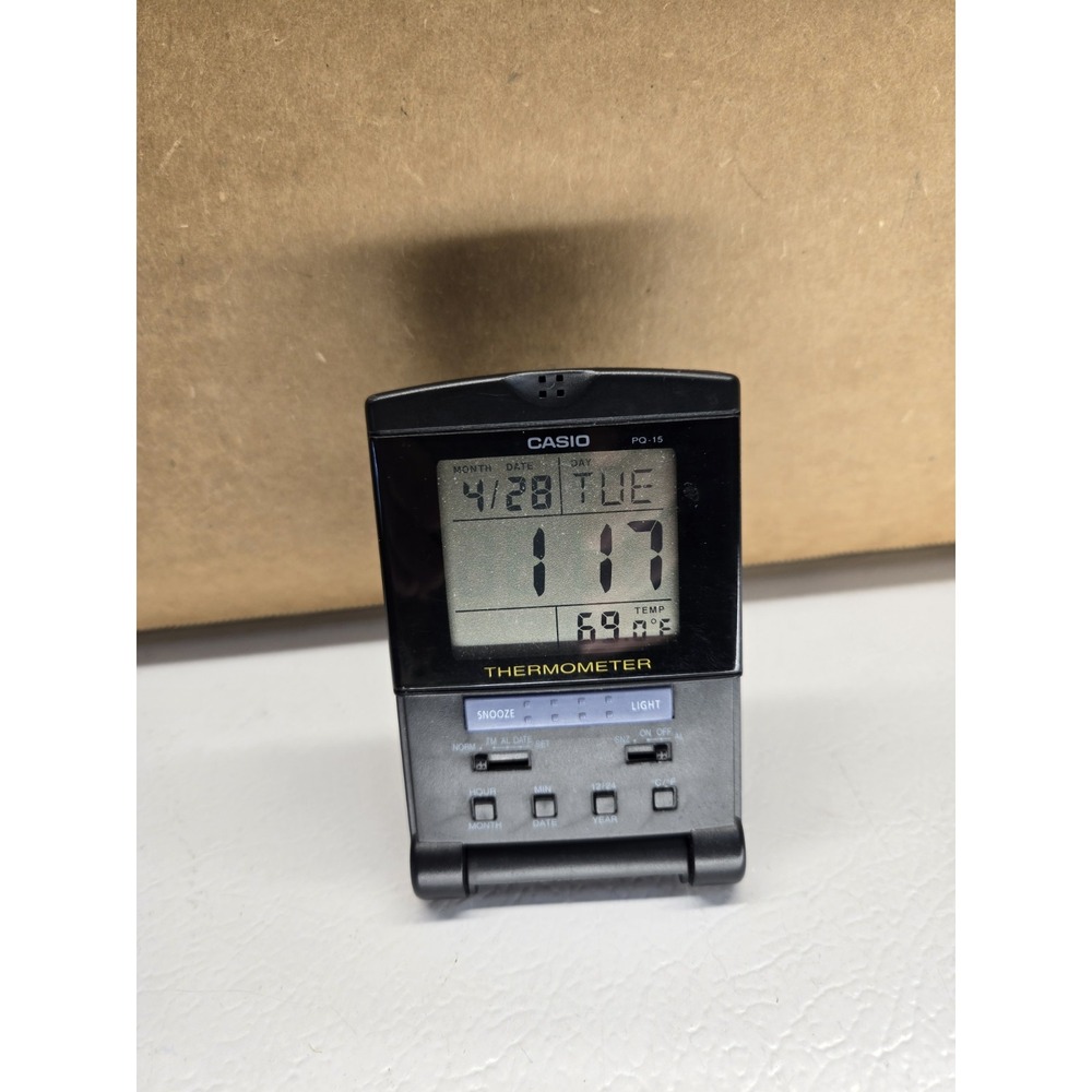 Vtg Casio Travel Clock PQ15 DQ-750 Temperature LED